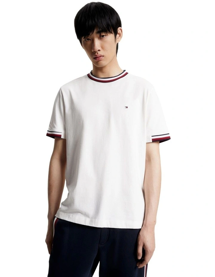 Bold Global Stripe Tipping Tee in White