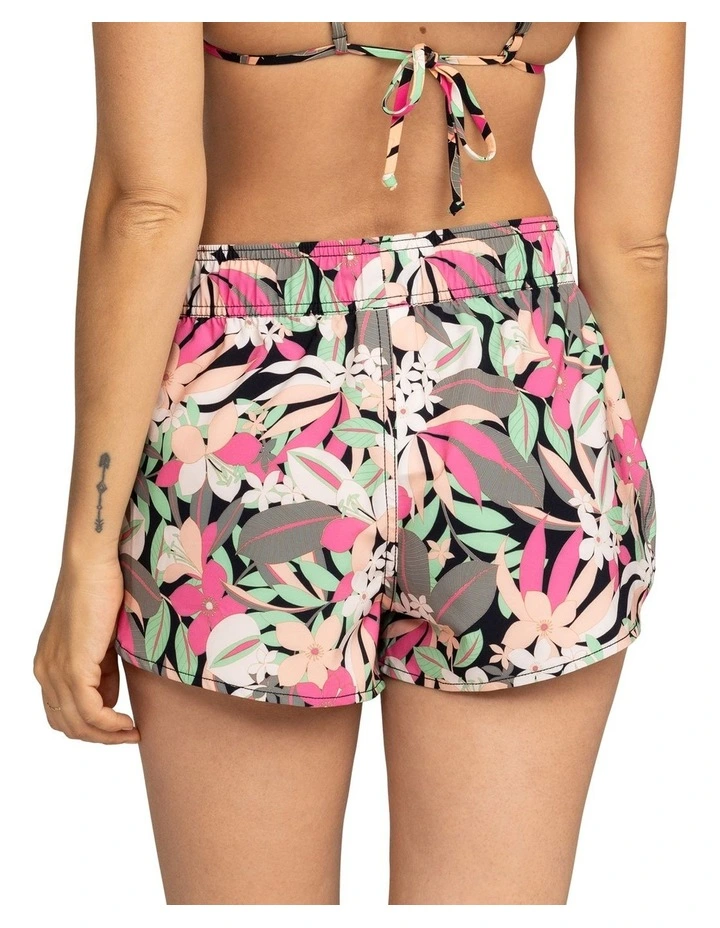 Wave Printed 2 Board Shorts in Anthracite Palm Songs