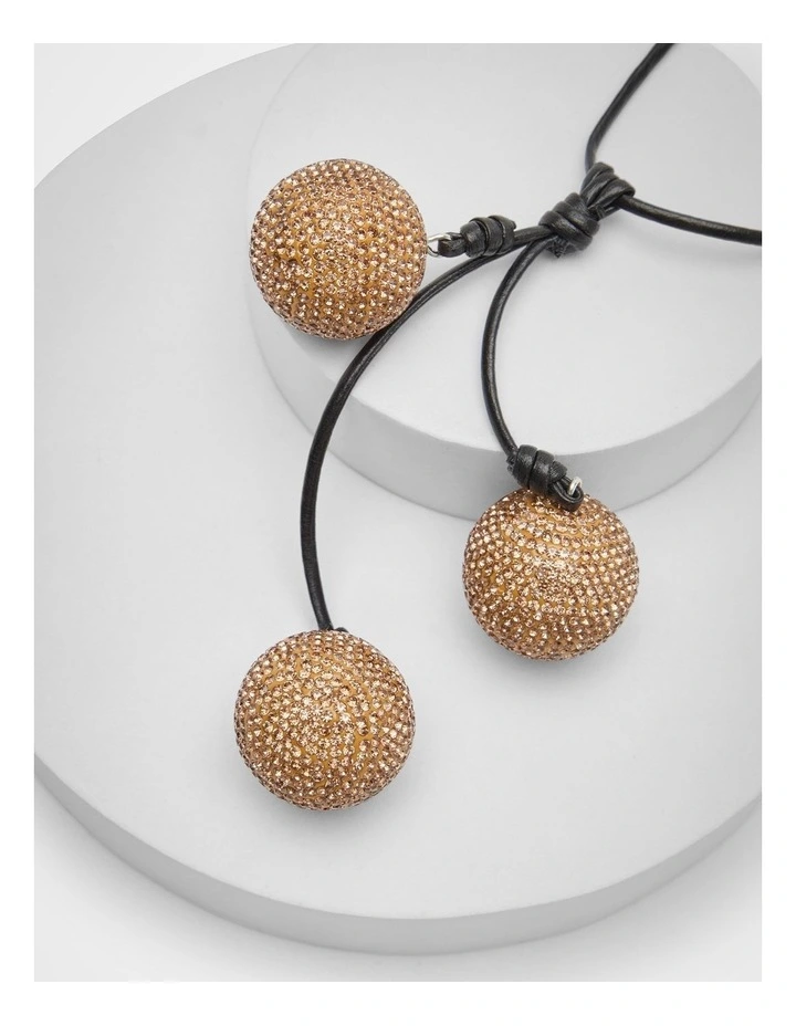 Diamante Ball Necklace in Gold
