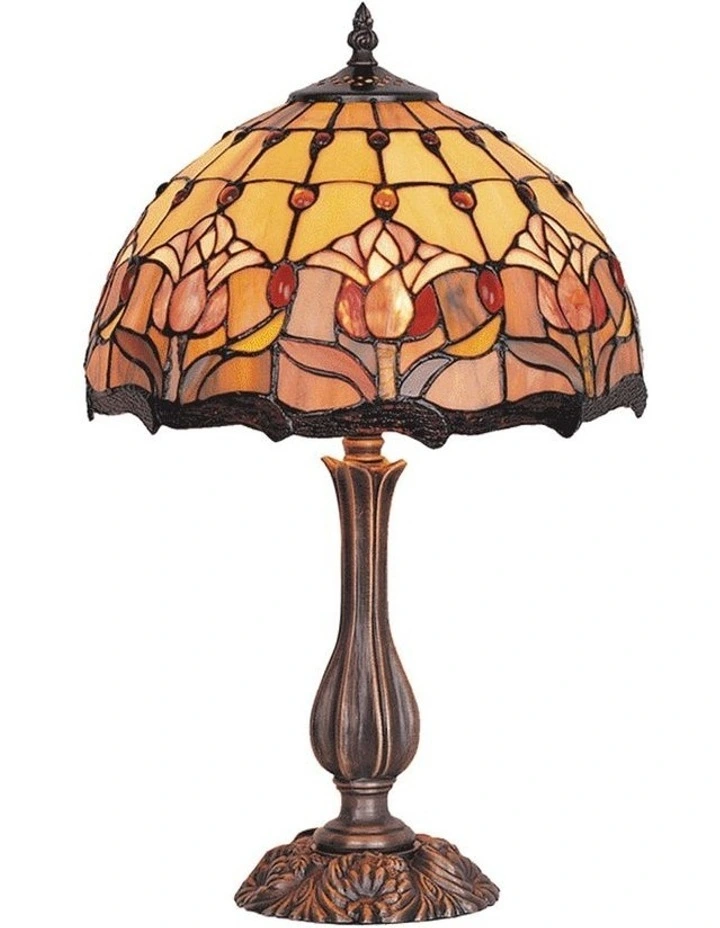Red Tulip Tiffany Table Lamp