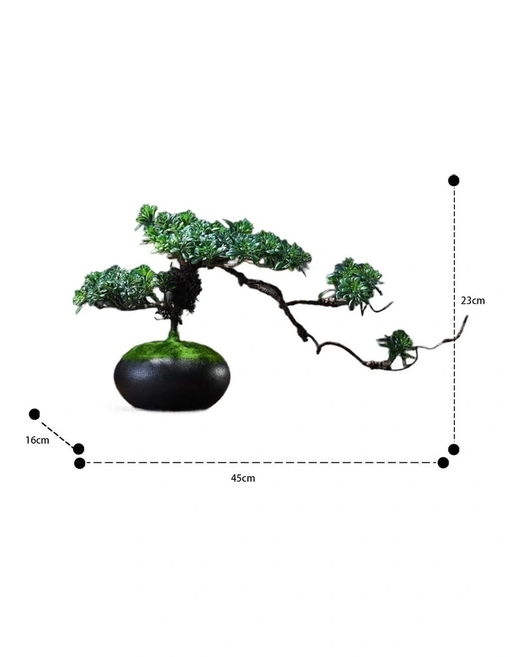 Natural Dark Green Pine Artificial Bonsai Arrangement
