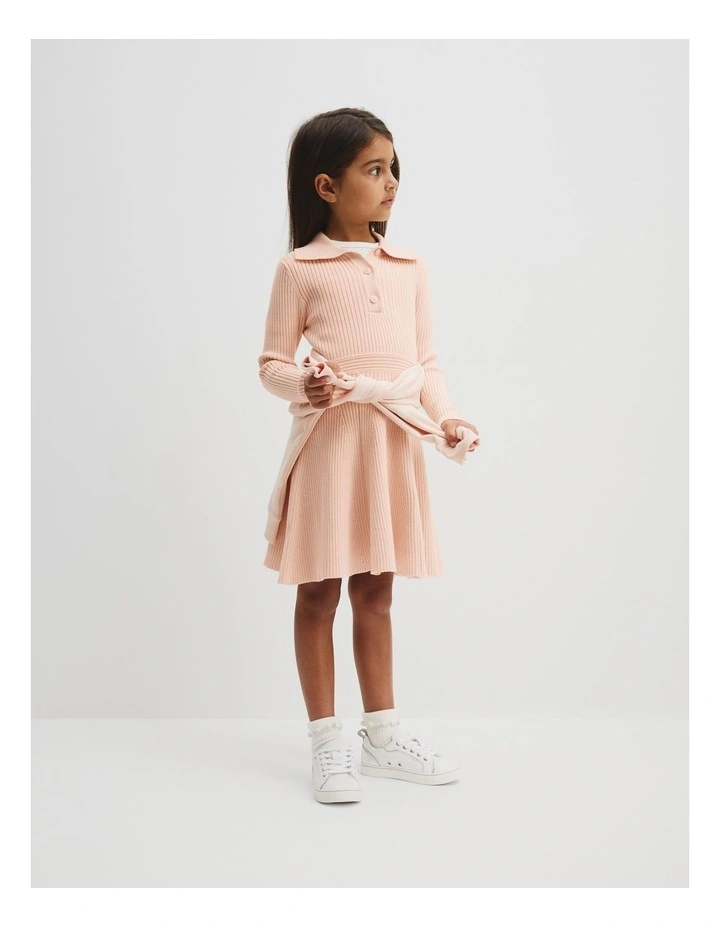 Collared Knit Dress in Antique Pink