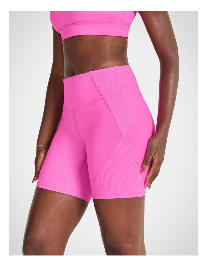Mixed Media Quad Bike Shorts in Neon Pink