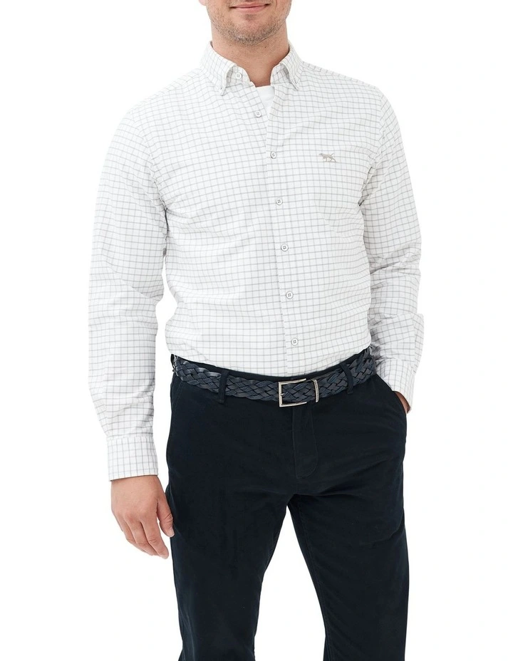 Gunn Check Oxford 3 Long Sleeve Sports Fit Shirt in Sand