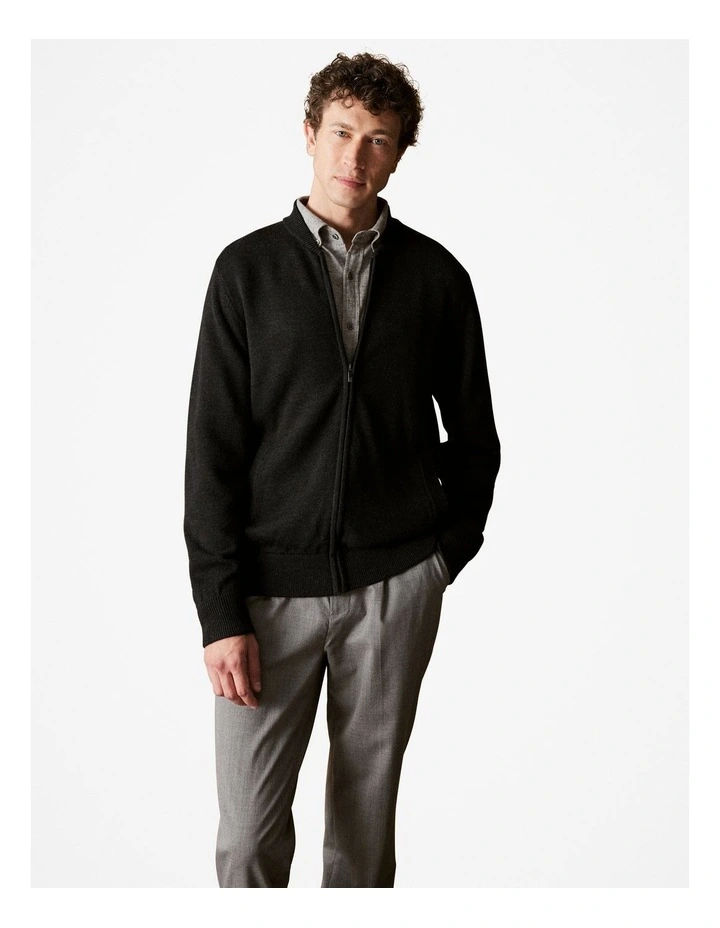 Australian Merino Bomber Jacket in Charcoal Melange