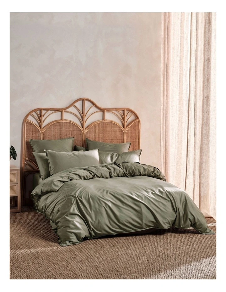 Nara 400TC Bamboo Cotton Quilt Cover Set in Moss