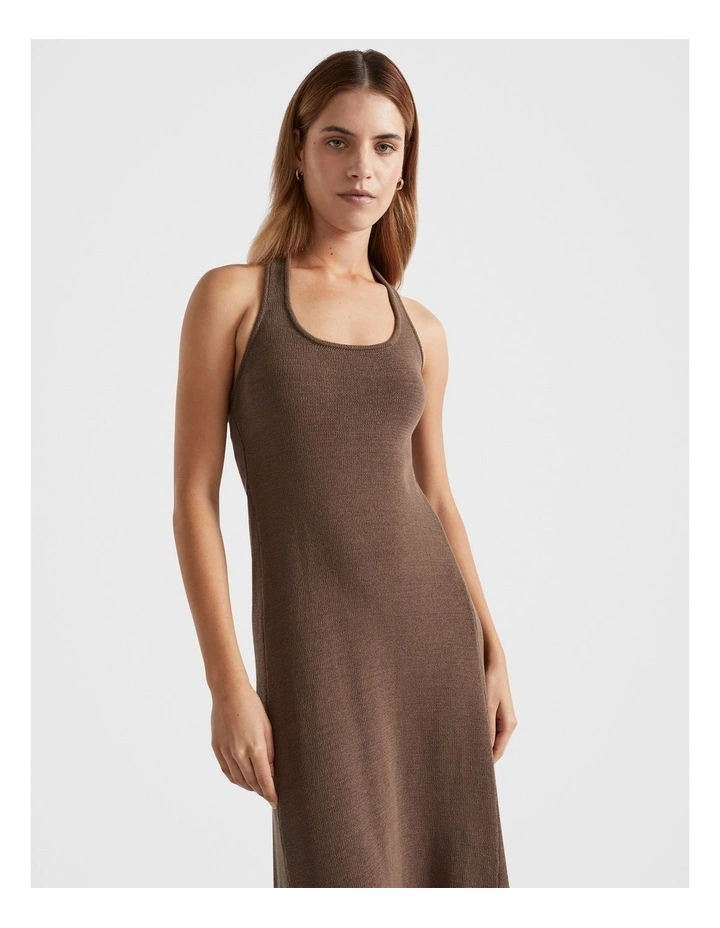 Halter Knit Midi Dress in Cappuccino