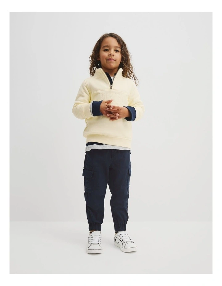 Heritage Half Zip Sweat Top in Butter