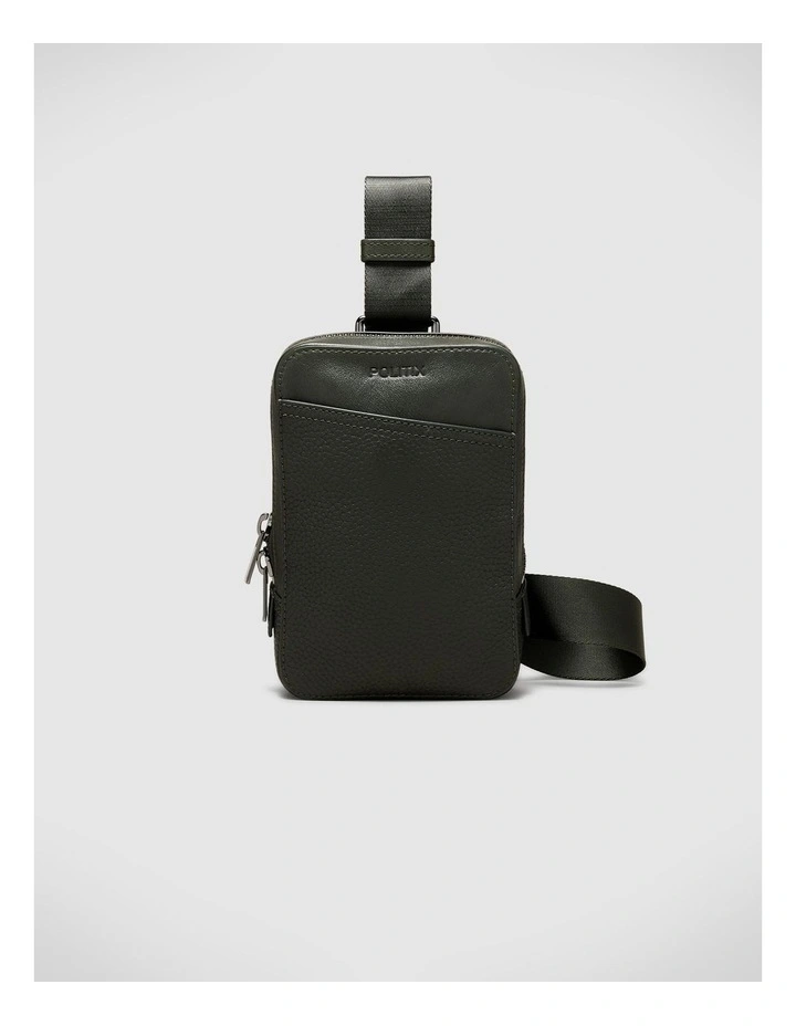 Leather Crossbody Bag in Dark Khaki