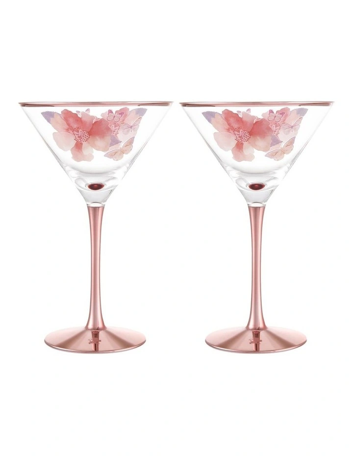 Camilla Martini Glass Gift Box 280ML Set of 2 in Rose Gold