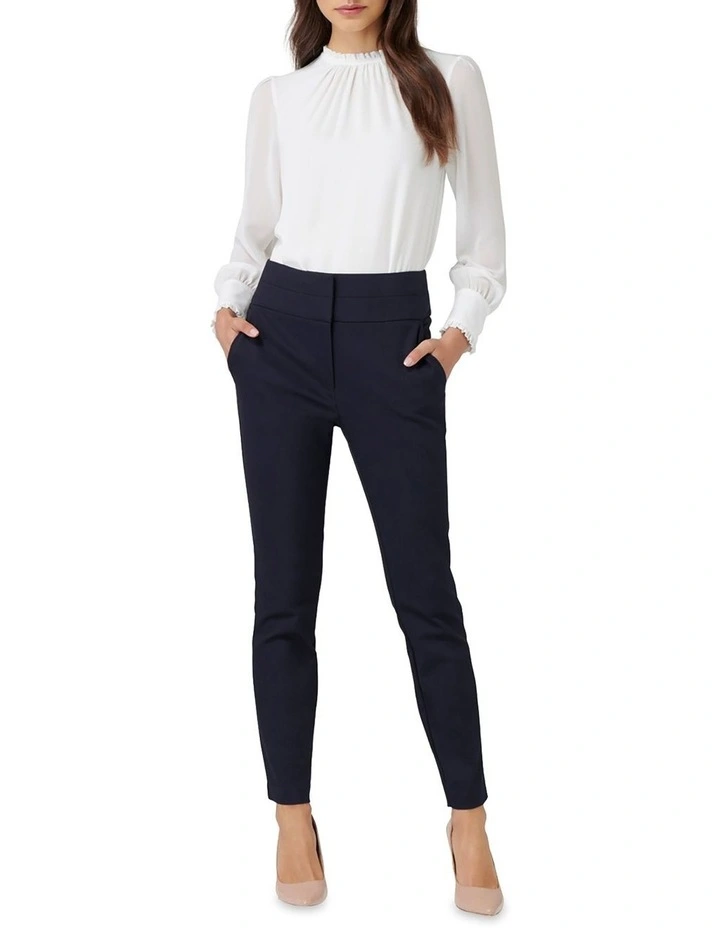 Georgia High Waist Full Length Pant in Navy