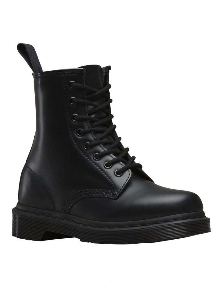 1460 Mono 8 Eye Boot in Black Smooth