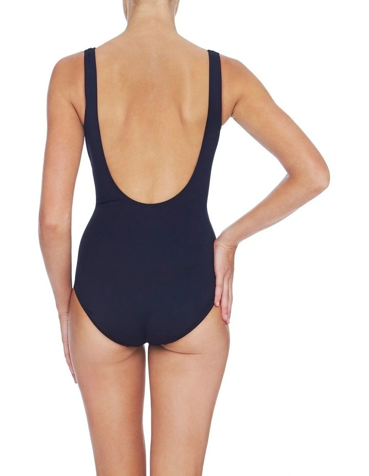 Cosmopolitan Mesh Frill Cross Front One Piece in Black