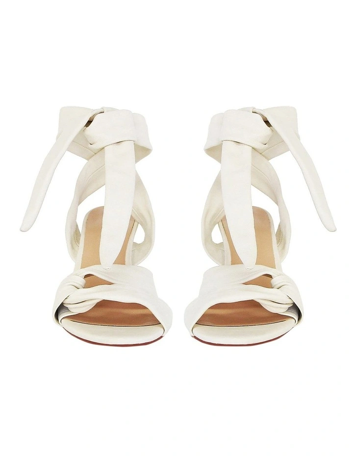 Bad Liar Leather Tie Heeled Sandal in Cream
