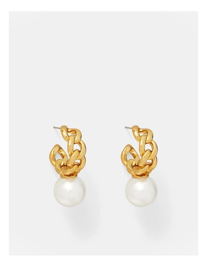 Galaxy Pearl Hoop Earrings in Gold
