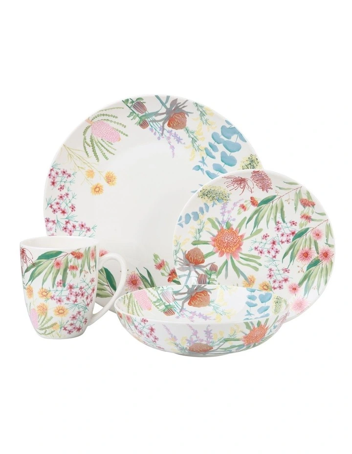 Royal Botanic Gardens Native Blooms Coupe Dinner Set 16pc Gift Boxed in Multi