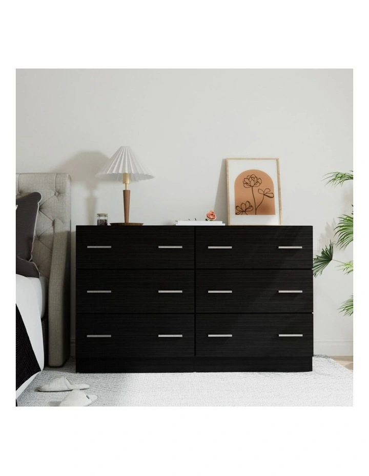 6 Chest of Drawers Lowboy in Black
