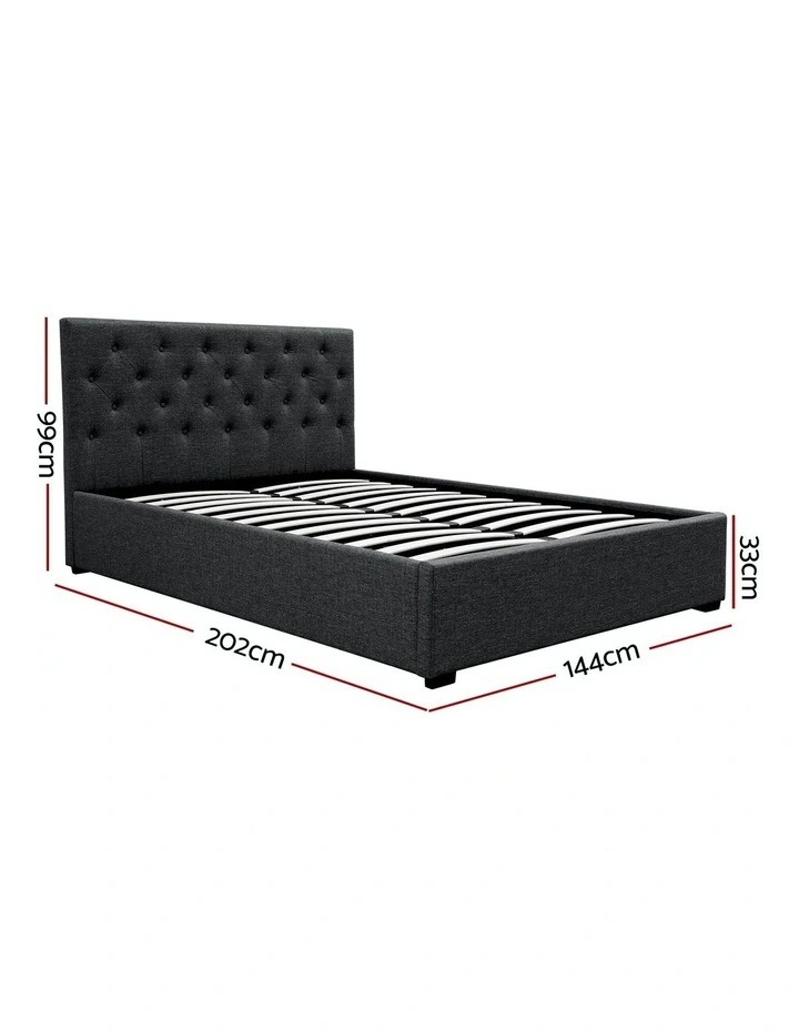Vila Gas Lift Base With Storage Bed Frame in Charcoal