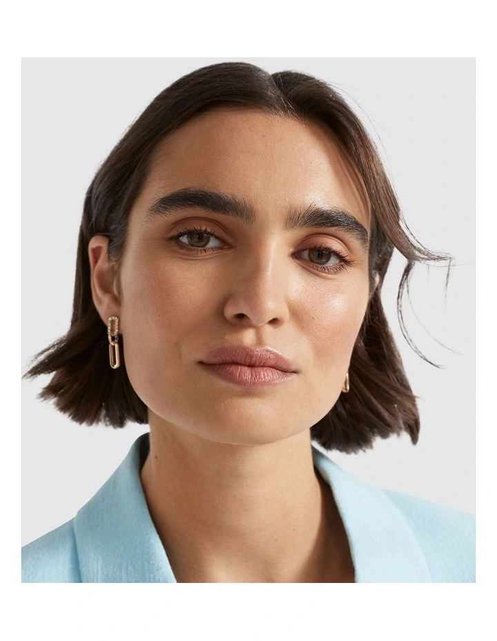 Mini Crystal Link Earring in Gold