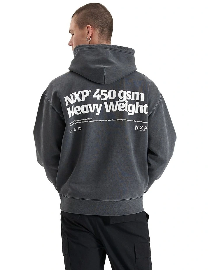 Core Line Heavy Box Fit Hooded Sweater in Pigment Asphalt