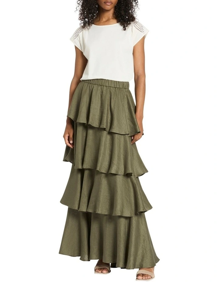 Wonderland Tiered Skirt in Cactus