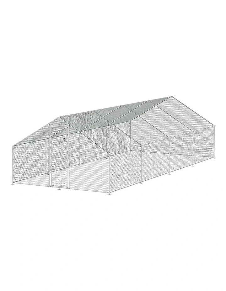 Chicken Coop Cage 3x8x2m Galvanised Steel