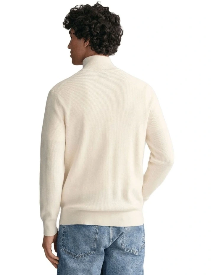 Cotton Wool Half Zip Sweater in Cream