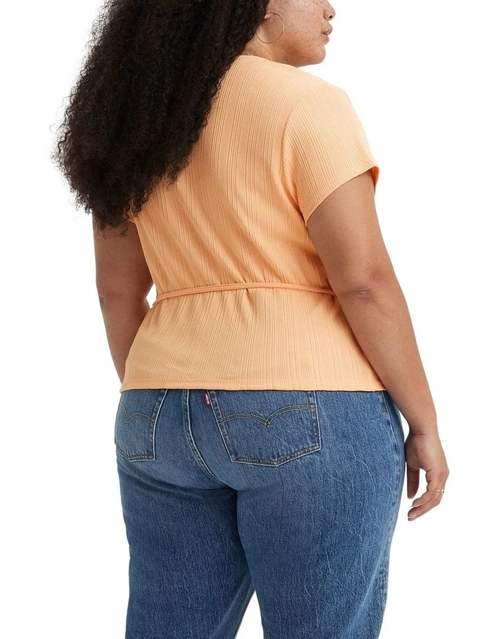 Pointelle Wrap Top in Almond Cream