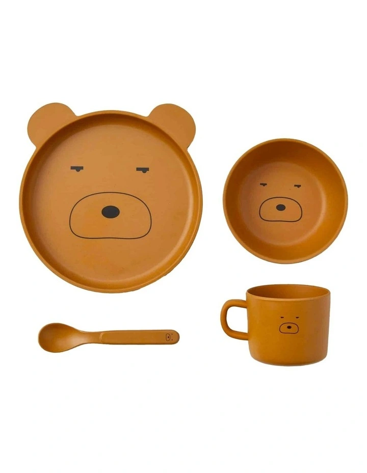 Jiggle & Giggle Animal Faces Bamboo Dinner Set 4 Piece in Assorted