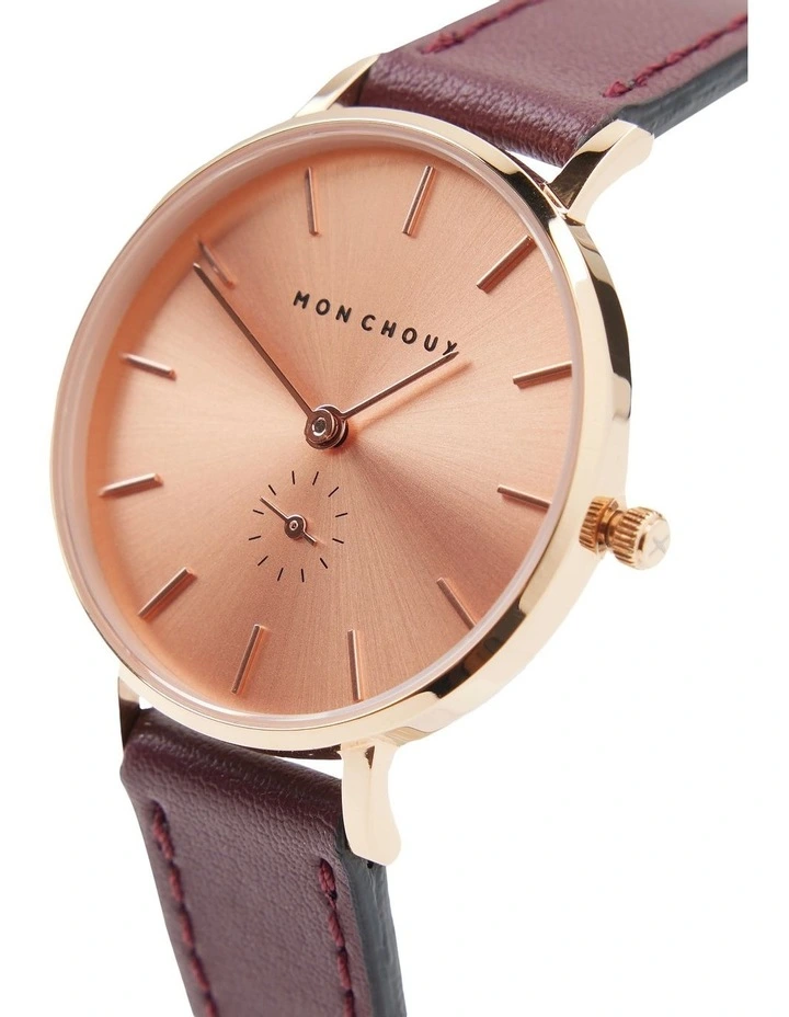 Lille Burgundy Grape Vegan Leather Watch 32mm in Rose Gold