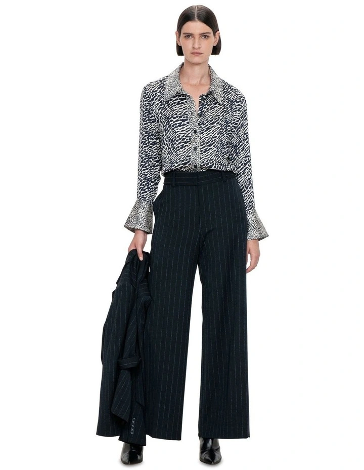 Subtle Stripe Wide Pant in Ink