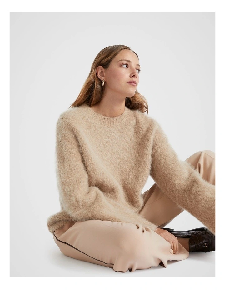 Fluffy Alpaca Blend Knit in Champagne Beige Marle
