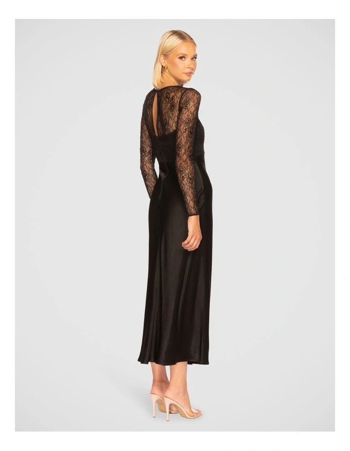 Maurita Long Sleeve Midi Dress in Black