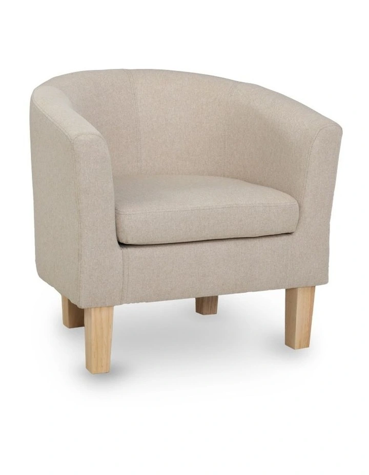 Armchair Lounge Chair Tub Accent Armchairs Fabric Sofa Chairs Wooden Beige
