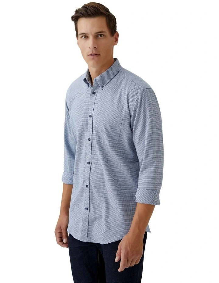 Uxbridge Micro Houndstooth Shirt in Blue