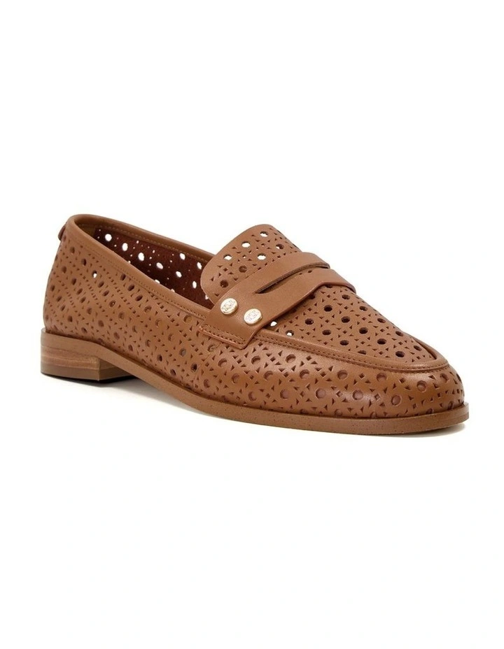 Glimmered Penny Loafer in Tan