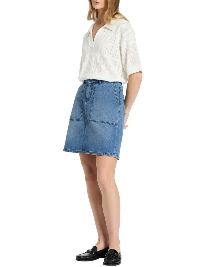 Lou Denim Mini Skirt in Mid Wash