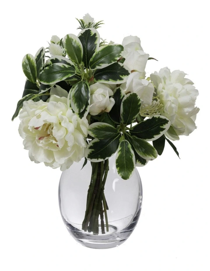 36cm Peony and Rose Mixed Arrangement Artificial Flower Decor in Multi