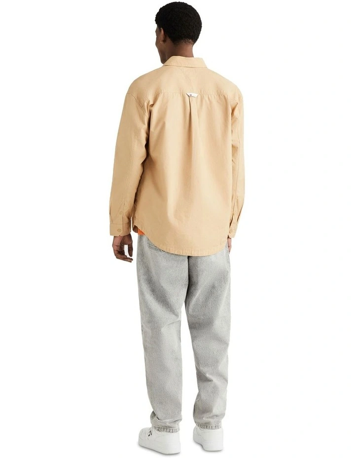 Tonal Flag Cargo Shirt in Beige