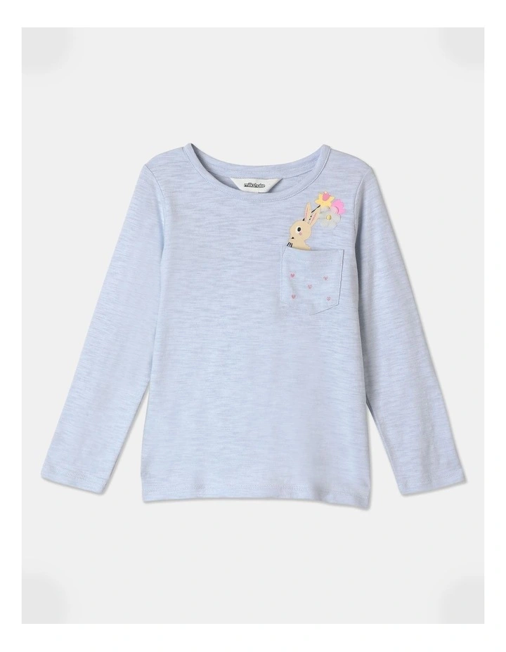 Bunny Long Sleeve Top in Light Blue