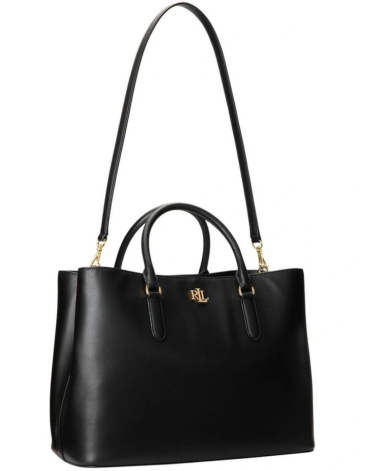 Leather Large Marcy Satchel in Black