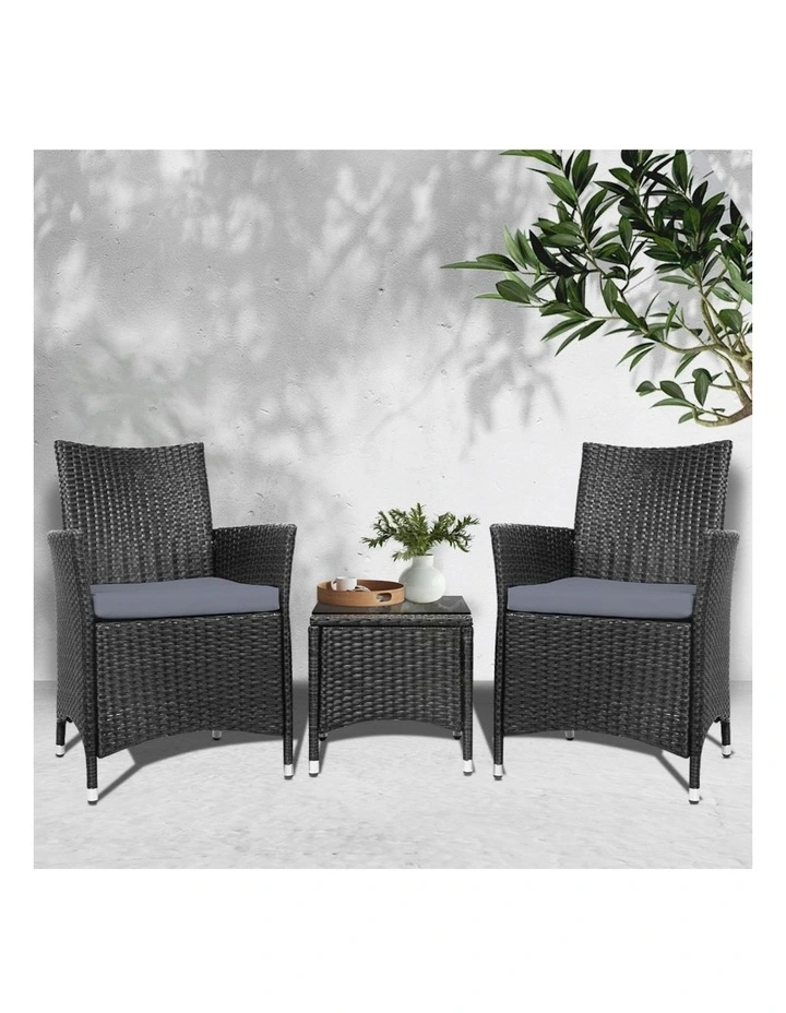 Outdoor Bistro Set 3 Piece in Black
