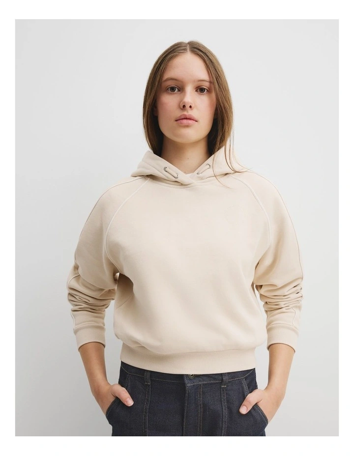 Hooded Sweat Top in Washed Sand
