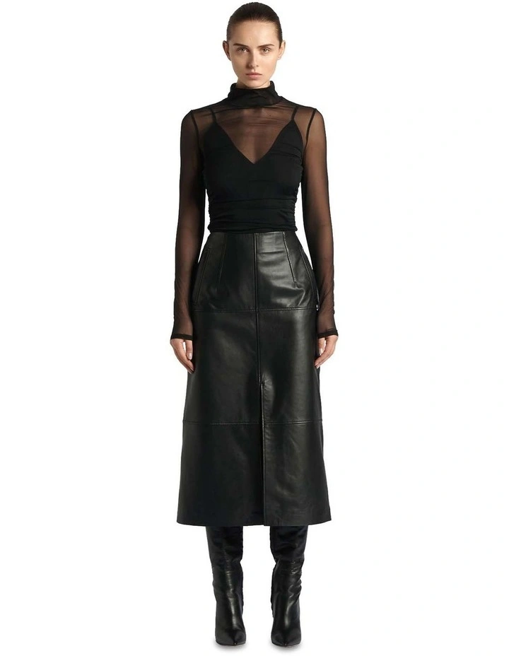 Funnel Neck Mesh Top in Black