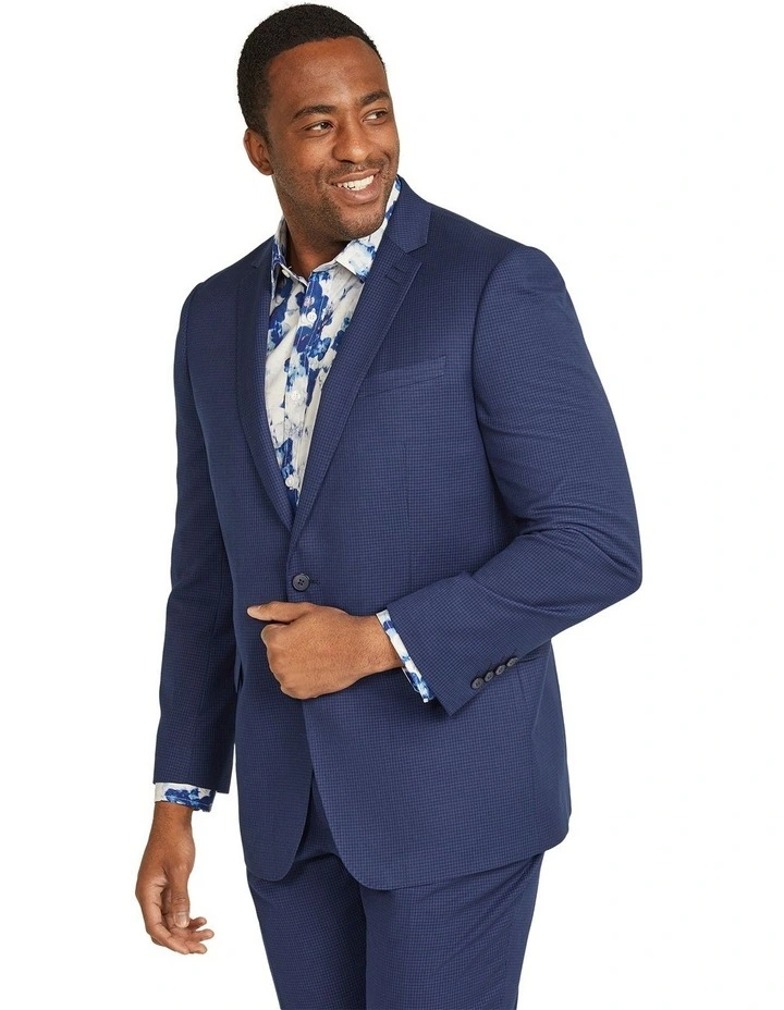 Bates Mini Check Suit Jacket in Royal Blue