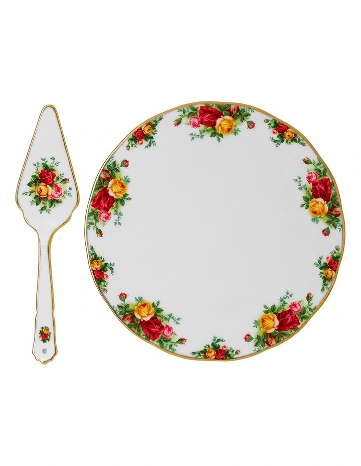Old Country Roses Cake Plate & Server