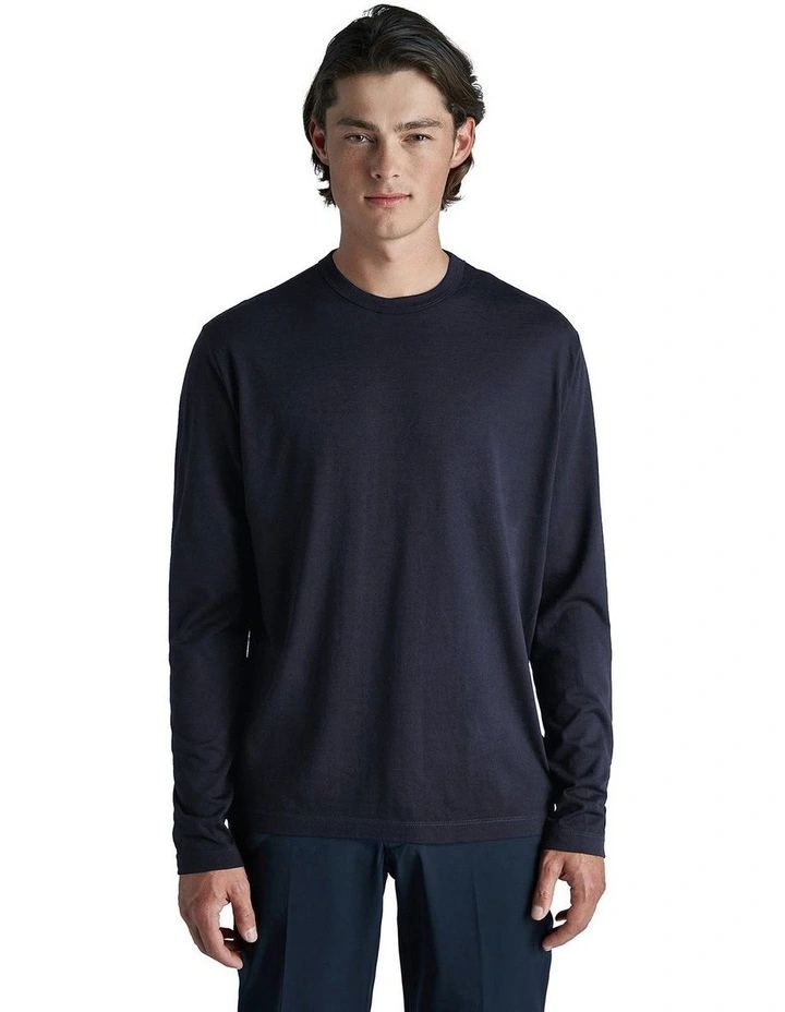 Merino Long Sleeve Tee in Navy