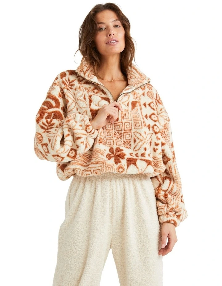Totally Tiki Half Zip Fleece in Brown