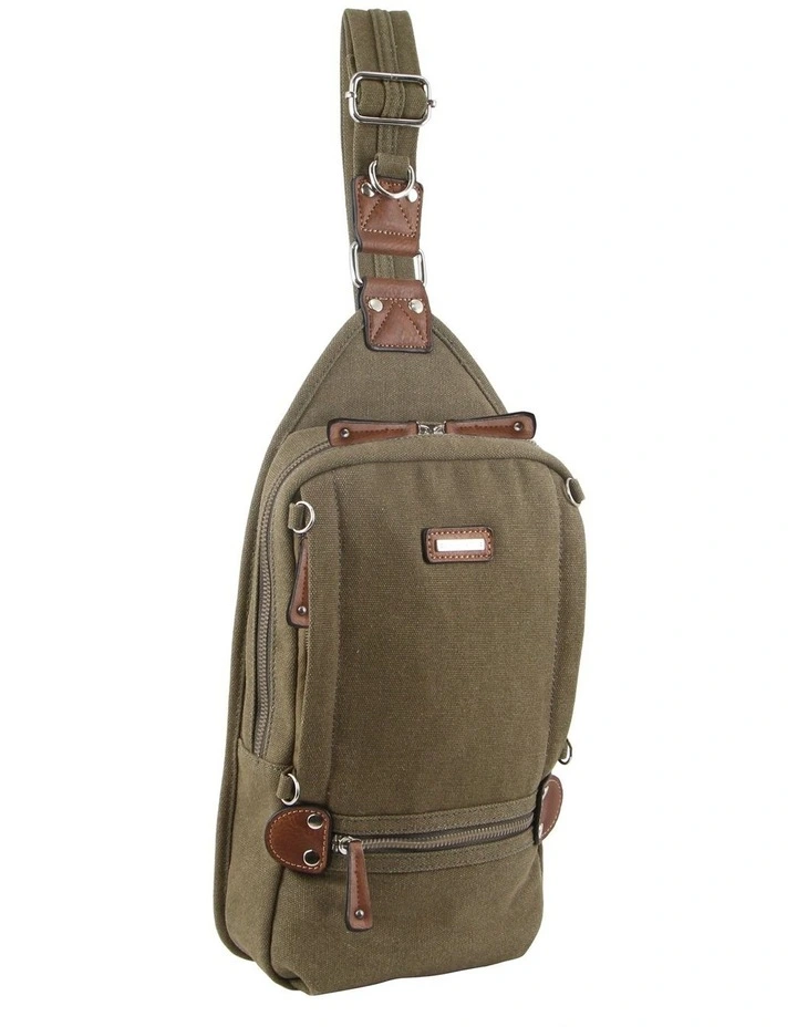 Canvas Cross Body Sling Bag in Brown