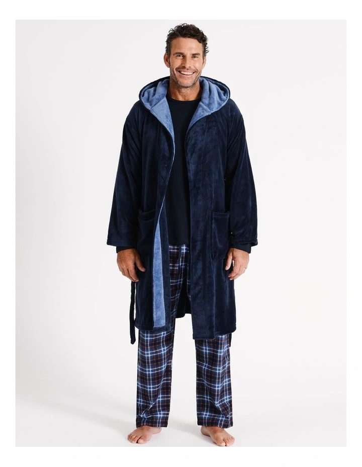 Hooded Robe in Navy